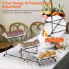 3-Tier Plastic Serving Tray Dessert Server Display Serving Stand Dinnerware with 3 Rectangular Plastic Serving Platters Metal Stand for Entertaining F