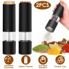 2Pcs Electric Salt and Pepper Grinder Battery Powered Salt Mill Sets With Adjustable Coarseness One Hand Easy Operation Visible Refilling Bottle
