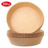 50Pcs Disposable Air Fryer Paper Liner Waterproof Non-Stick Oil-proof Parchment Paper Cooking Baking Paper φ6.29in