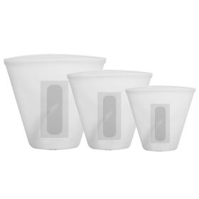 3Pcs Silicone Food Storage Bags Reusable Leakproof Food Container Set with 3 Seals Microwave Dishwasher Safe Environment Friendly 8.5Oz/17Oz/25.4Oz (Option: White)