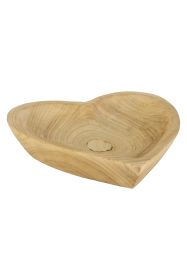 HAND CARVED WOODEN HEART BOWL (Color: Tan, Material: Wood)