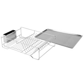 Dish Drying Rack Stainless Steel Dish Rack w/ Drainboard Cutlery Holder Kitchen Dish Organizer (Option: Small)